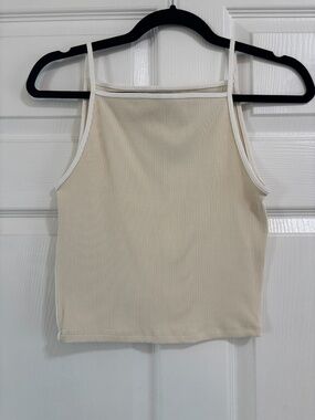 Abercrombie and fitch cream ribbed square neck tank top
